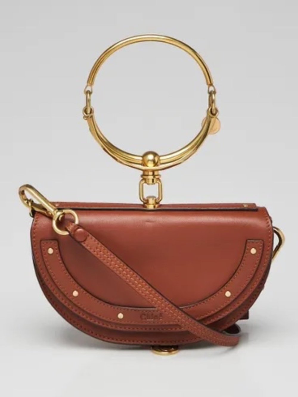 Nile Inspired Mini Bracelet Bag – Brown Leather Crossbody